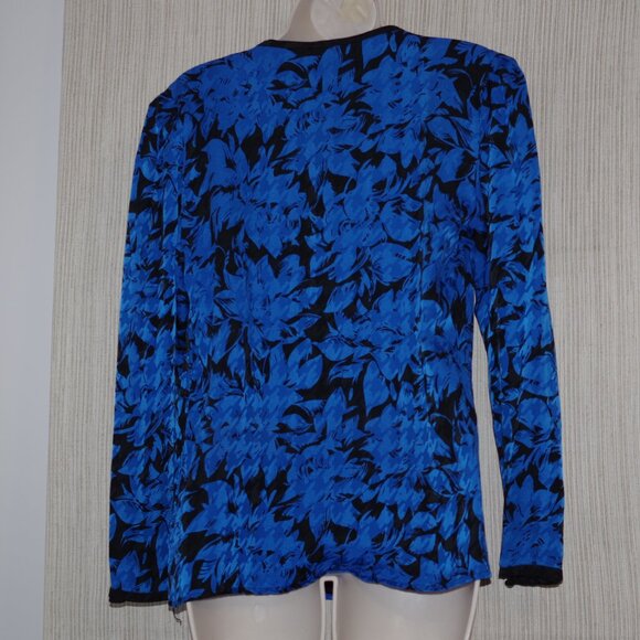 The Silk Farm Silk Blue Black Floral Long Sleeve Blouse Size:8 ( vintage) - Picture 4 of 4